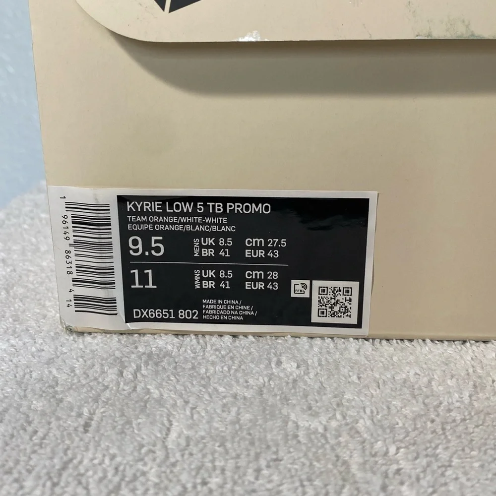 Nike Kyrie Low 5 TB Promo Team Orange/White size 9.5